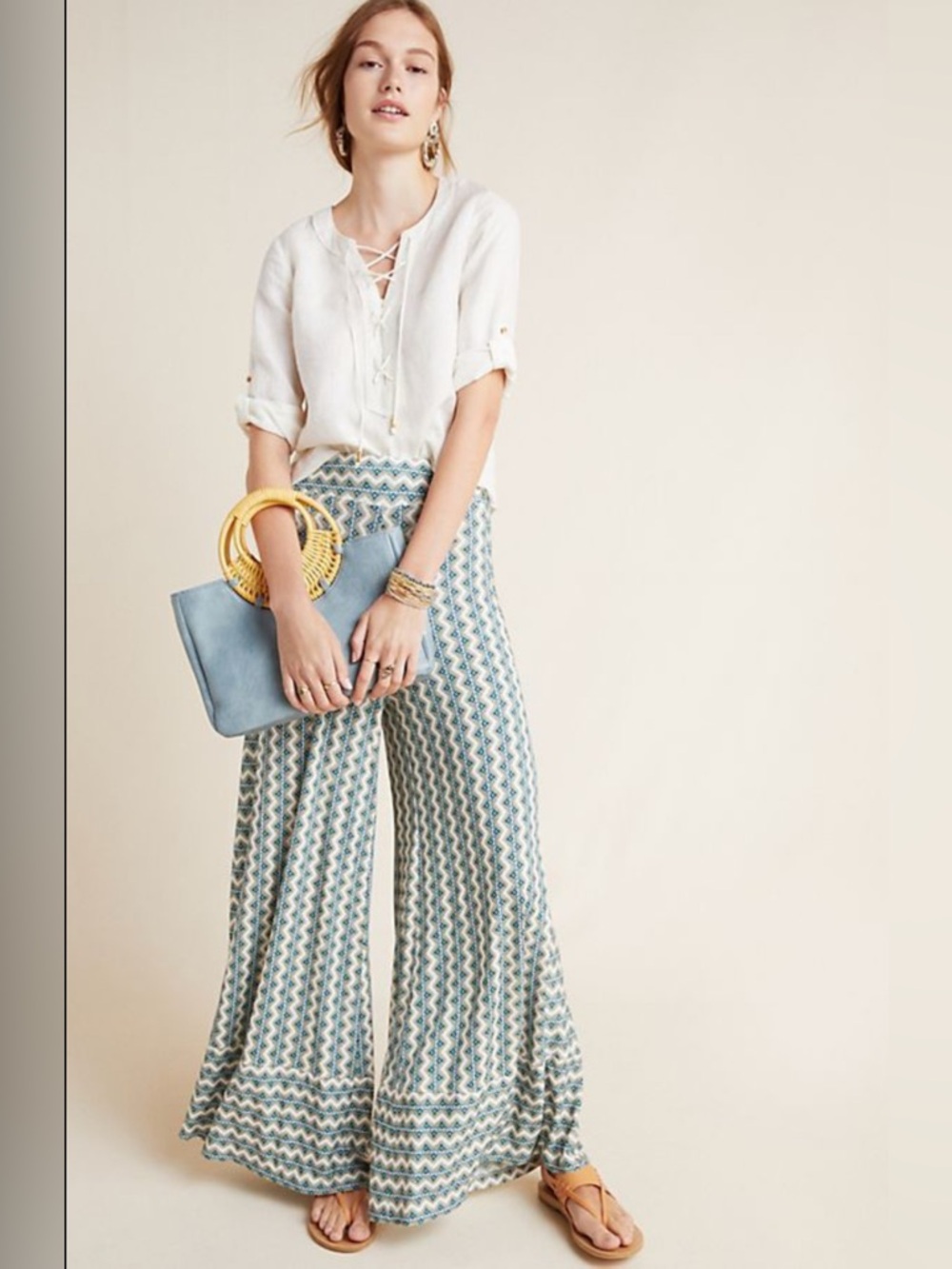 Farm Rio for Anthropologie Knit Wide-Leg Pants Size Medium